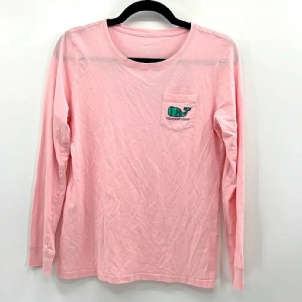 Vineyard Vines shirt top long sleeve light pink football field pocket tee 2018 - Picture 5 of 9